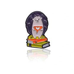 Pinbox Hedgehog On Books With A Cup Of Coffee