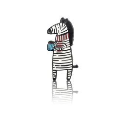Pinbox Zebra With A Cup Of Coffee