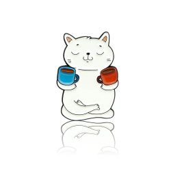 Pinbox Cat With Cups Of Coffee
