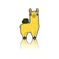 Pinbox Alpaca With A Cup Of Coffee